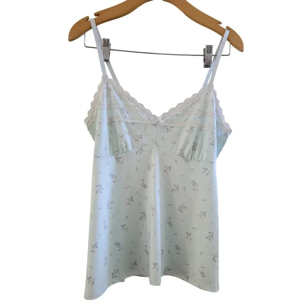 Laura Ashley Blue Cami Babydoll size Large Y2k cottagecore Soft girl - Picture 1 of 5